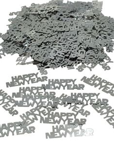 Sølvfarvet Happy New Year Bordkonfetti