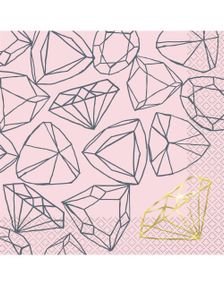 16 stk Rosa Servietter Diamantmønster 33x33 cm - Bride Party