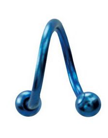 Twister - 1,2 x 8 mm Blå Øjenbrynspiercing