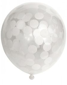 6 stk 30 cm Gennemsigtige Balloner med Hvid Konfetti