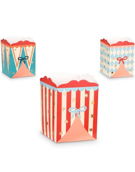 6 stk Fargerike Sirkus Beger til Snacks/Popcorn - Circus Party