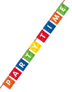 Flaggbanner med Byggeklossetema 1,82 meter - Building Blocks Birthday