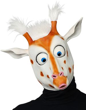 Forfjamsket Giraf - Heldækkende Latexmaske med Imiteret Pels
