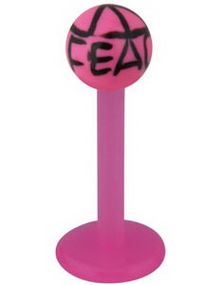 Labret with Peace Mark - Pink/Black