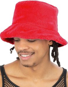90's Rød Pels Bøttehatt
