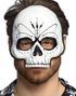 Hvit Day of the Dead Maske med Svarte Motiver