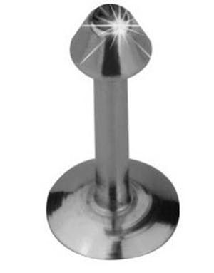 Labret Piercing med Spike Kugle og Sort Sten