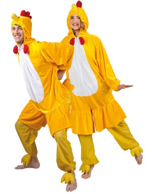 Kyllingekostume i Plys med Hætte til Voksen