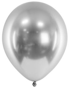 10 stk Glossy Sølvfargede Ballonger 30 cm