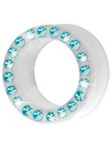 Silikone Piercing Tunnel i Hvid med Turkise Sten