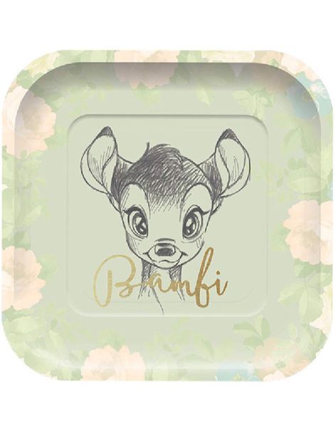 4 stk Firkantet Paptallerkener 24 cm - Bambi