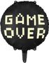 Svart Gamer Party "Game Over" Rund Folieballong 45 cm