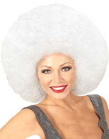 Overdimensioneret Hvid Afro Paryk