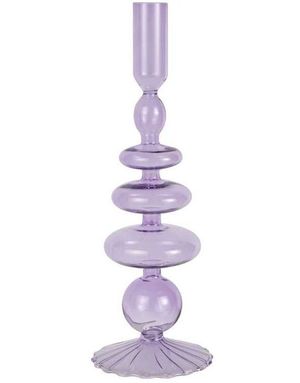 Lysestake i Lilla Glass Bobledesign 27 cm