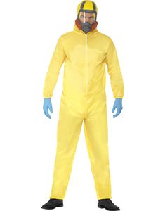 Licenseret Breaking Bad Hazmat Suit Herrekostume med Latexmaske