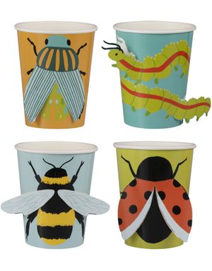 8 stk Kopper med 3D Insekt Motiver 250 ml - Bug Party