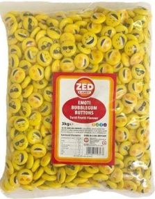 3 kg Zed Emoji Bubblegum-knapper - Kæmpe pose Tutti-Frutti tyggegummi