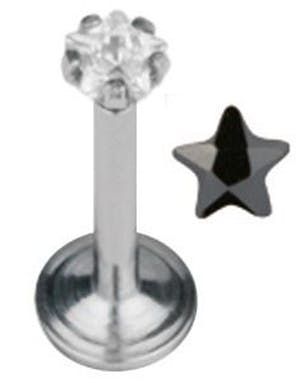 Labret Piercing med Stjerneformet Sort Sten