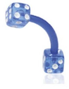 Banan Øjenbrynspiercing i Blå med Terninger 1.2 x 8 mm