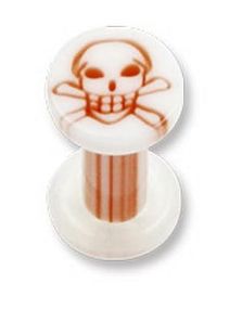Hvid Piercing Plug med Orange Dødningehoved