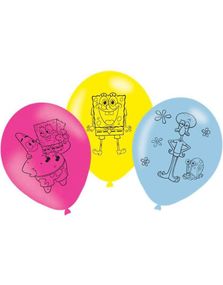 6 stk Ballonger 27,5 cm - SpongeBob Party
