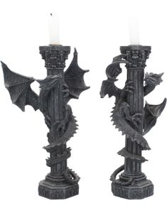 Guardians of the Light - 2 stk Drage Lysestager 28 cm