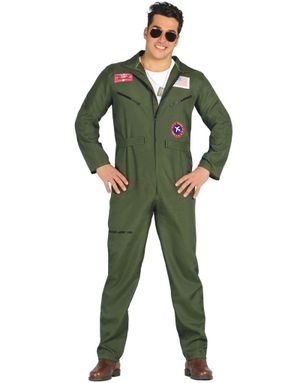 Grønt Jagerpilot Herrekostume