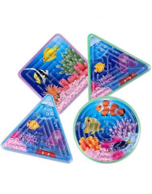 4 stk Små Labyrint Spill med Assortert Havmotiver 7 cm