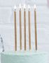 24 stk. Guldfarvede Kagelys med Holdere 14 cm