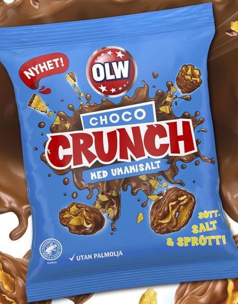 OLW Choco Crunch med Umamisalt - Salt Sjokoladetrukket Crunchy Maissnacks 90 gram