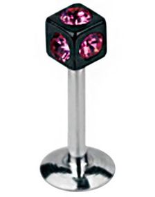 Sej Labret med Firkantet Sort Kugle med Rosa Sten