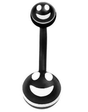 Sort og Hvid Navlepiercing med Smiley