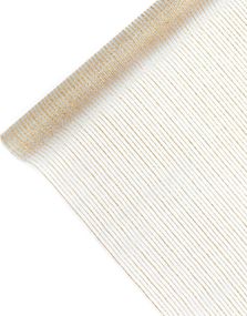 Hvid Organzaløber med Guldfarvet Stribede Design 48 cm x 9 meter