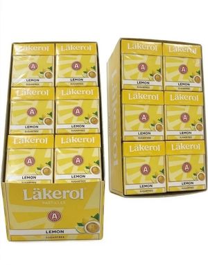 48 stk Läkerol Lemon Sugarfree / Sukkerfrie Pastiller med Citronsmag - Hel Æske 1200 gram