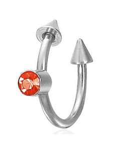 Øjenbrynspiercing med Spike Kugler & Rød Sten - 1,2 x 10 mm