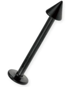 Sort PVD Basic Labret med Spike Kugle