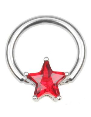 BCR Piercing med Stjerneformet Rød Sten