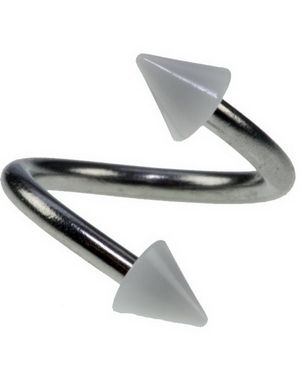 Curve Øjenbrynspiercing med Hvide Spikes - 1.2 x 8 mm