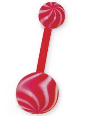 Candy Look Rød og Hvid Navlepiercing