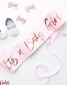 Lys Rosa Ordensbånd med Rose Gullfarget Its a Baby Girl Tekst - Twinkle Twinkle