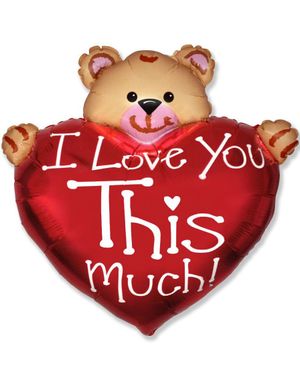 I Love You This Much - Bjørn med Hjerte Folieballong 95x95 cm