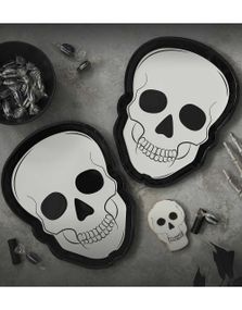 8 stk Hodeskalle Papptallerkener 26x20 cm - Fright Night