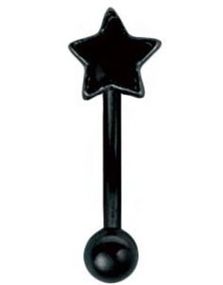Stjerne - 1.2 x 8 mm Sort Øjenbrynspiercing