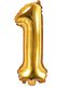 Tallet 1 - Guldfarvet 35 cm Lille Folieballon