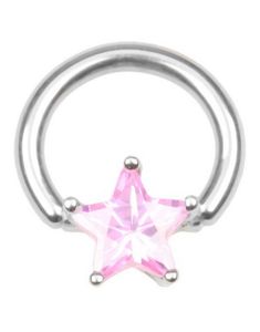 BCR Piercing med Stjerneformet Rosa Sten