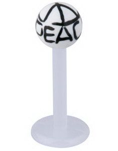 Labret with Peace Mark - White/Black