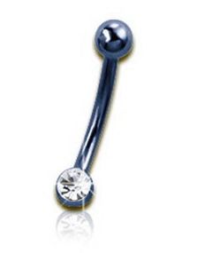 Øjenbrynspiercing i Blå med Klar Sten - 1,2 x 8 mm