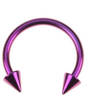 Rund Lilla Øjenbrynspiercing med Spike Kugler - 1,2 x 8 mm