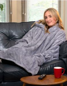 Snug Rug Sherpa Fleece Oversized hættetrøje-plaid i smuk lilla-grå farve