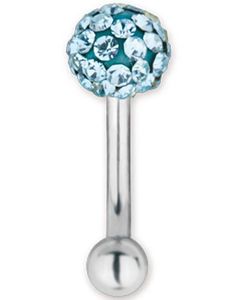 Glitter Ball Turkis - 1.2 x 8 mm Øjenbrynspiercing